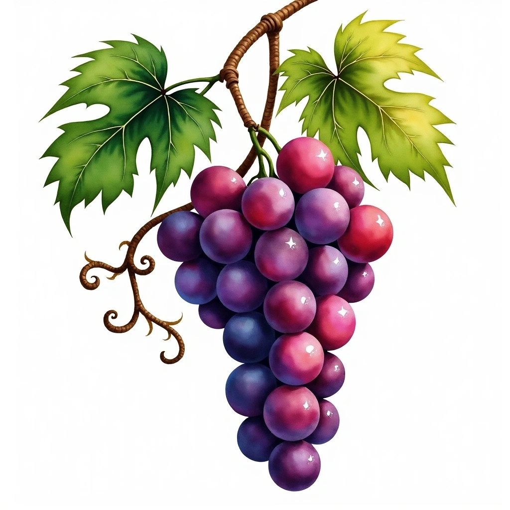 Vaccareze grape variety — Red watercolor illustration