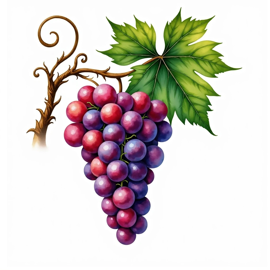 Valdiguie grape variety — Red watercolor illustration
