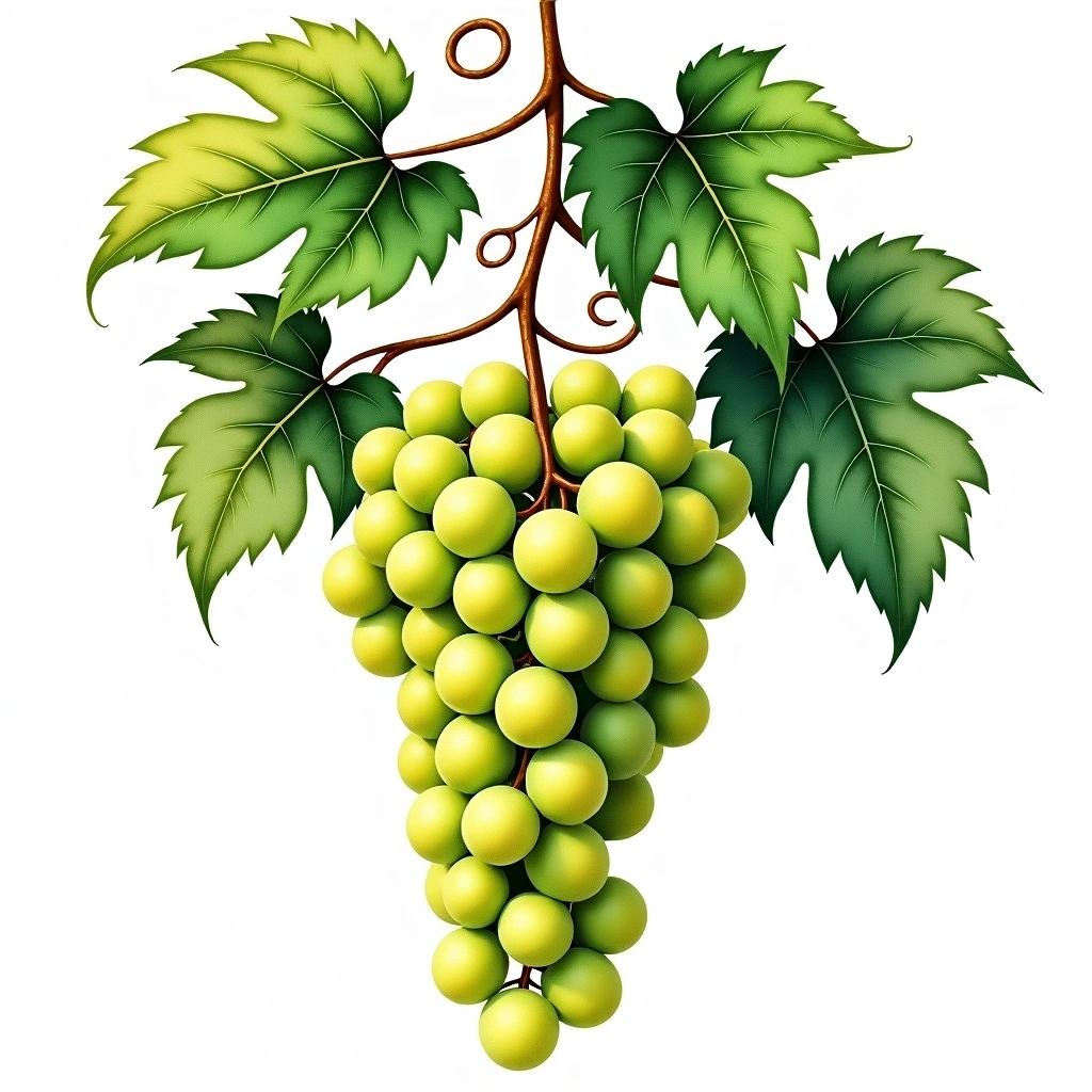Verdejo grape variety — White watercolor illustration