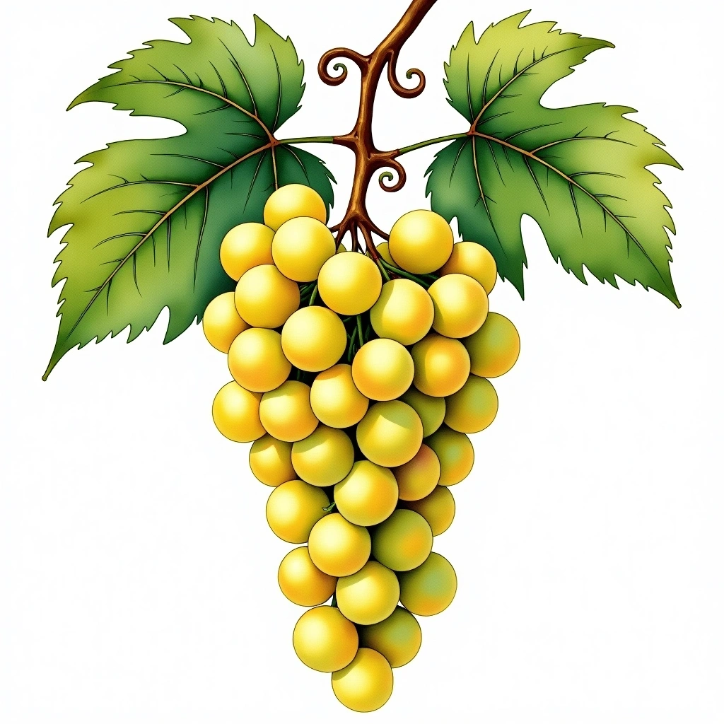 Verdello grape variety — White watercolor illustration