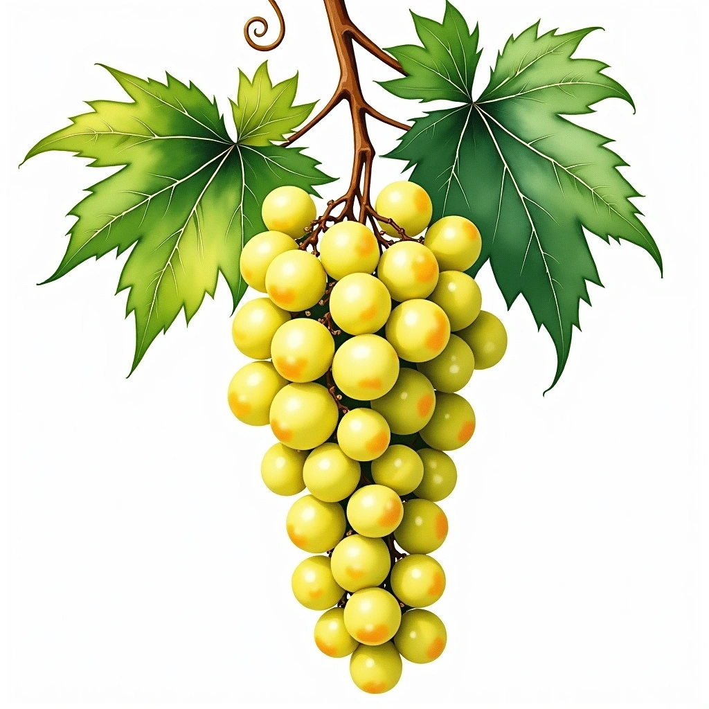 Verdicchio grape variety — White watercolor illustration