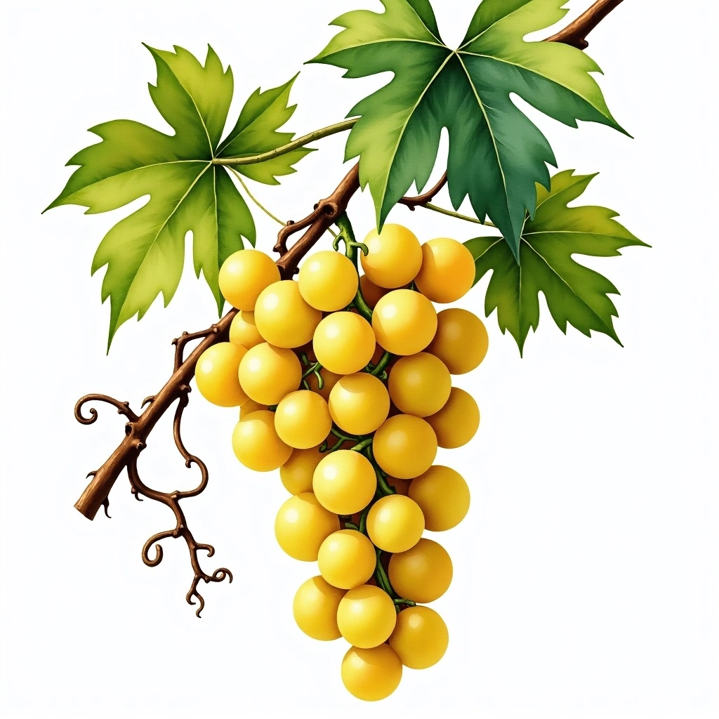 Verduzzo Friulano grape variety — White watercolor illustration