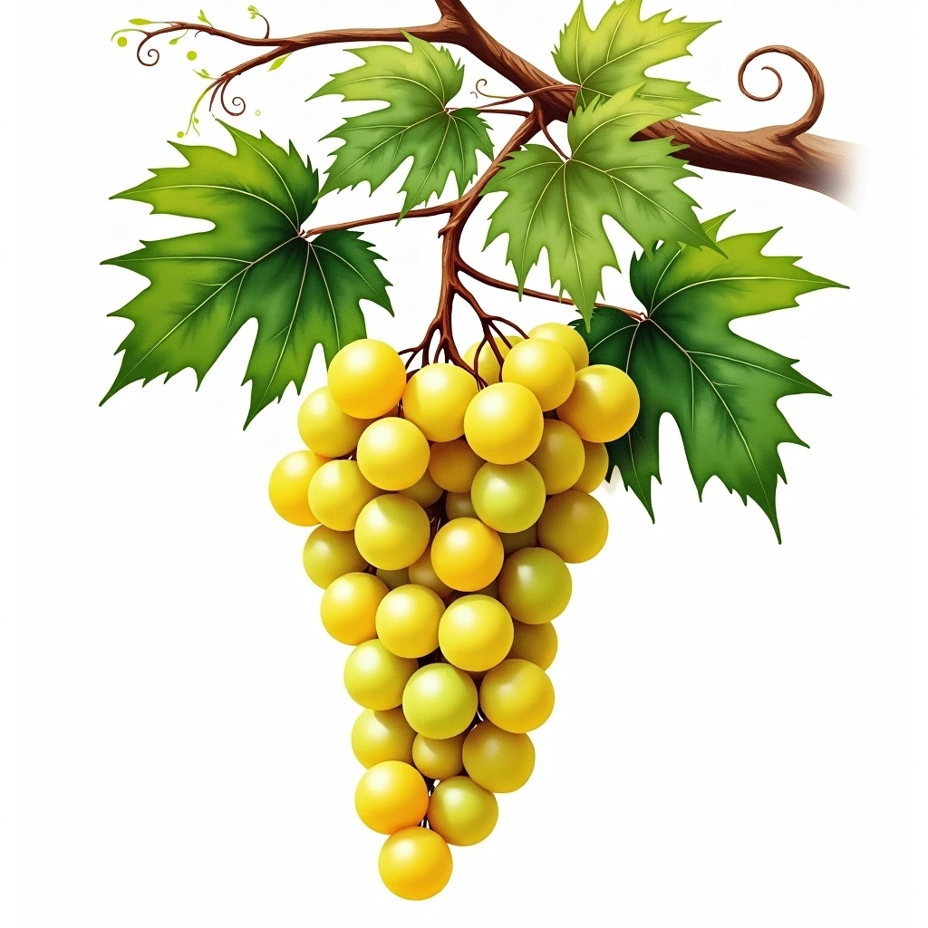 Vernaccia grape variety — White watercolor illustration