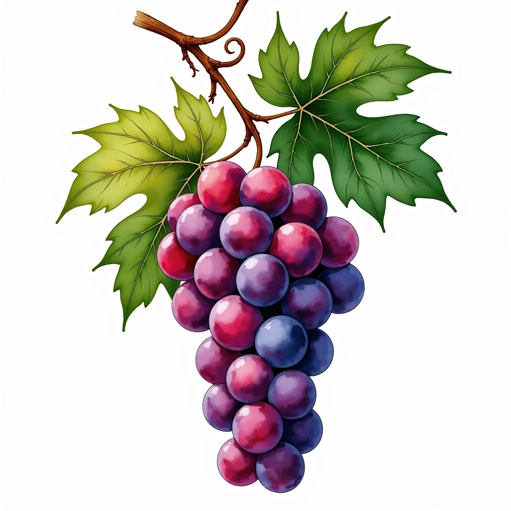 Vernatsch grape variety — Red watercolor illustration