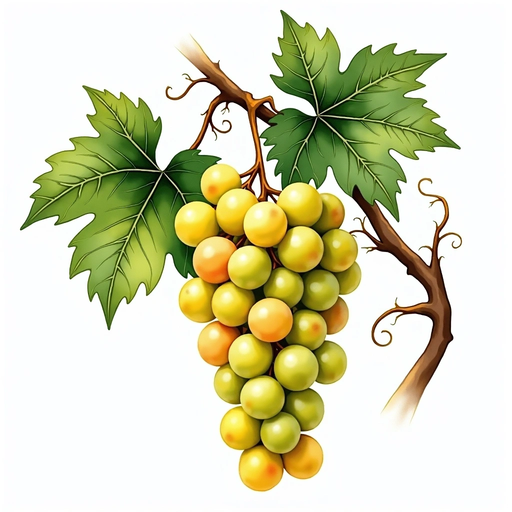 Vespaiola grape variety — White watercolor illustration