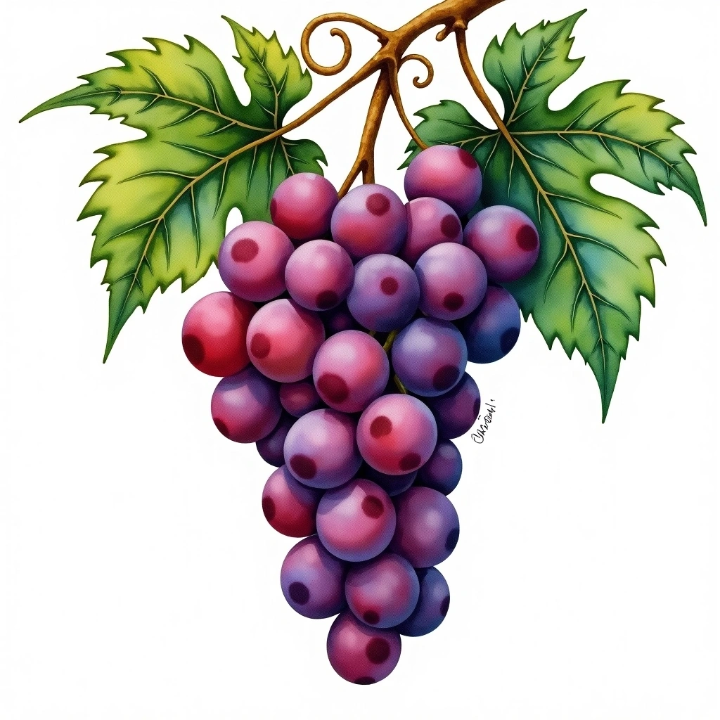 Vespolina grape variety — Red watercolor illustration