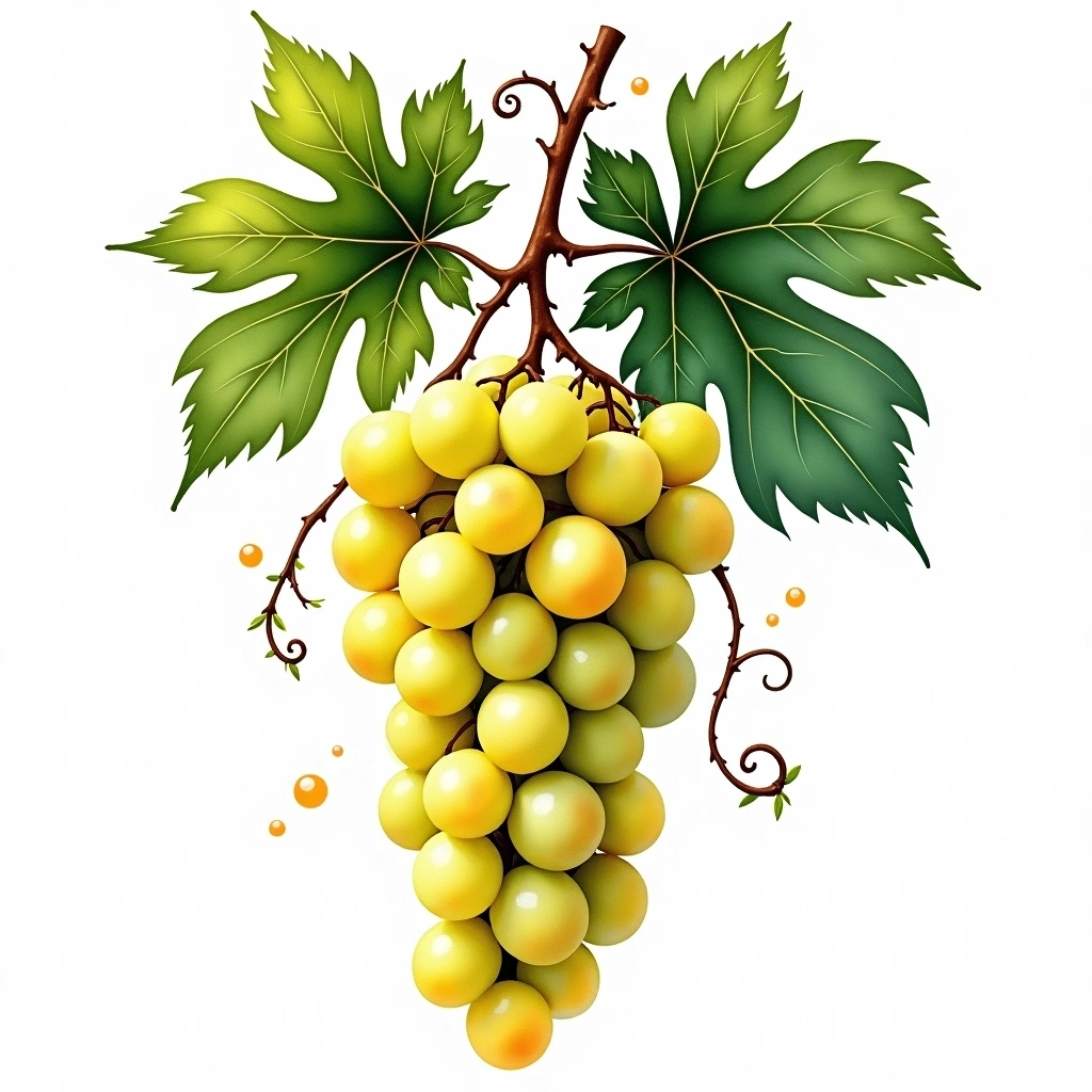 Vidiano grape variety — White watercolor illustration