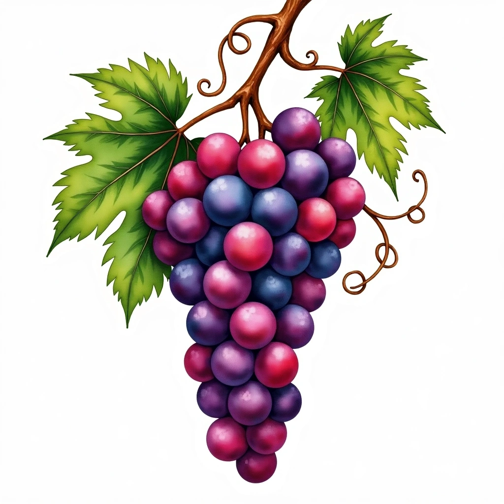 Vien de Nus grape variety — Red watercolor illustration