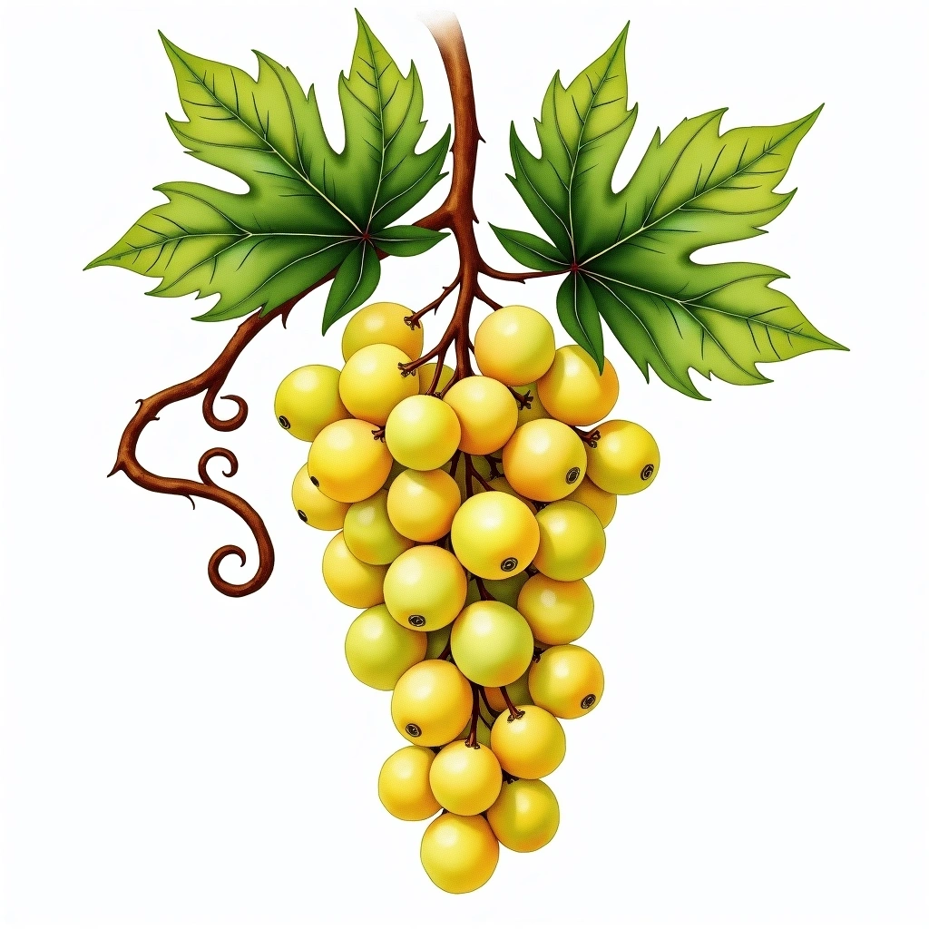Vignoles grape variety — White watercolor illustration