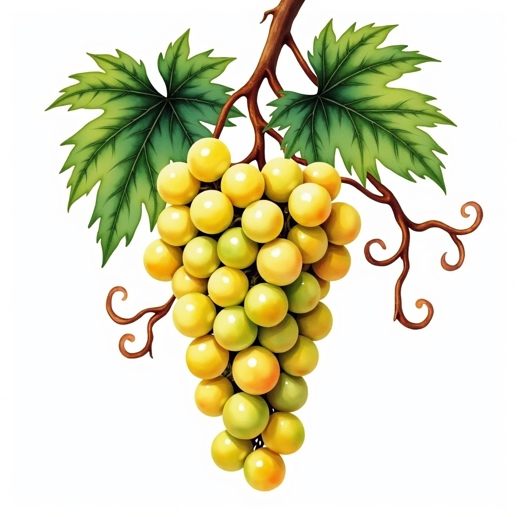 Vijiriega grape variety — White watercolor illustration