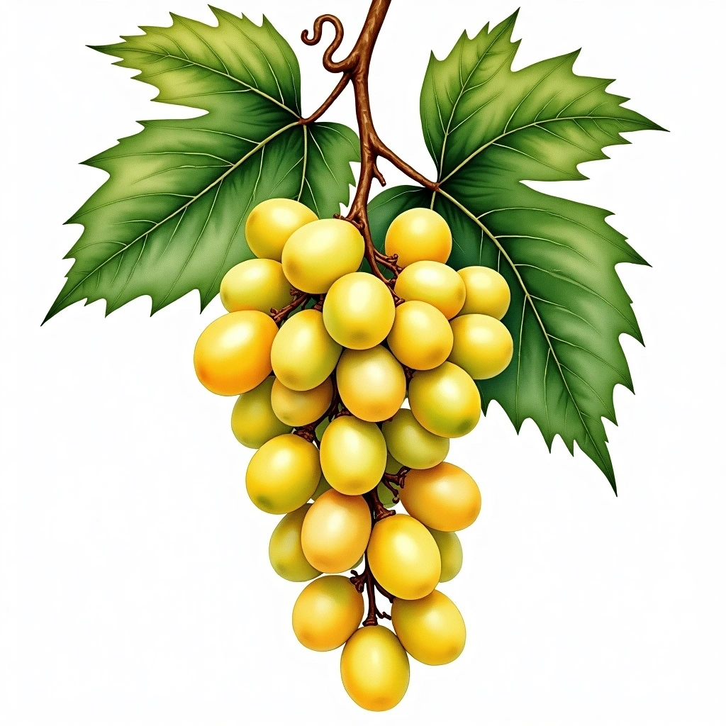 Vilana grape variety — White watercolor illustration