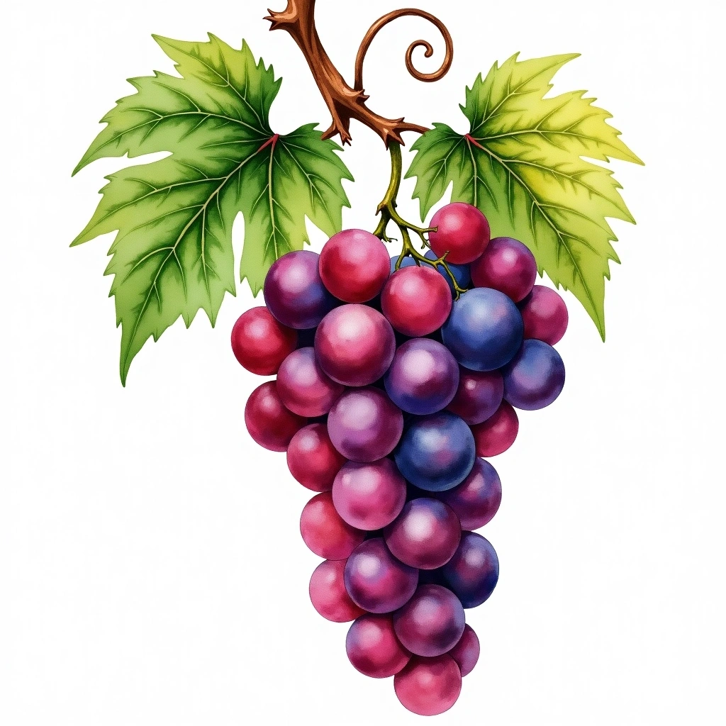 Vincent grape variety — Red watercolor illustration