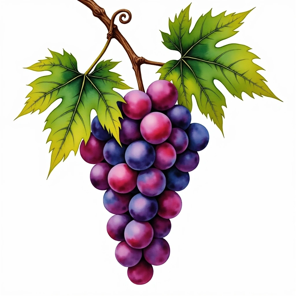 Vinhão grape variety — Red watercolor illustration