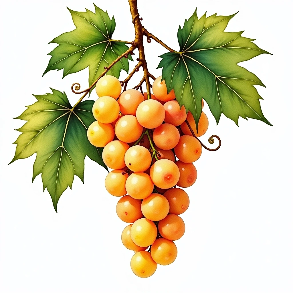 Viognier grape variety — White watercolor illustration