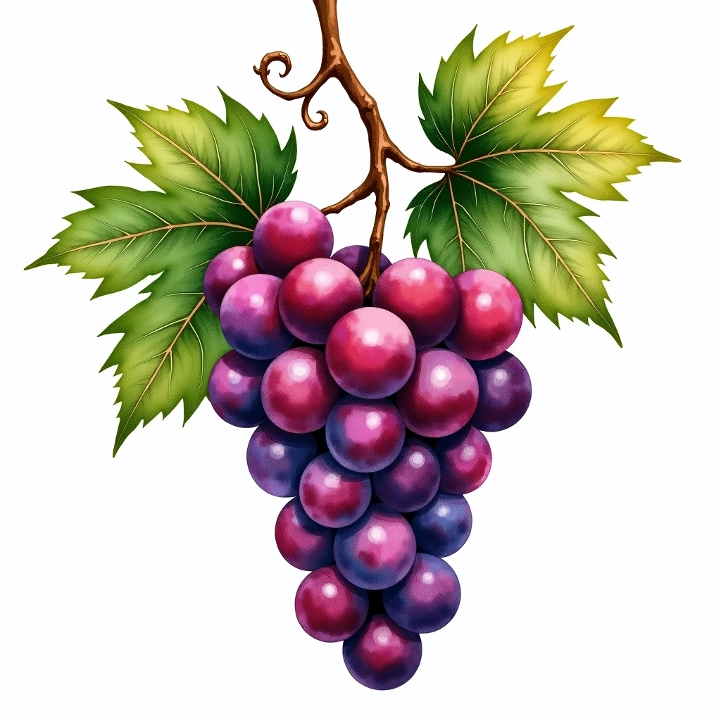 Violeta grape variety — Red watercolor illustration