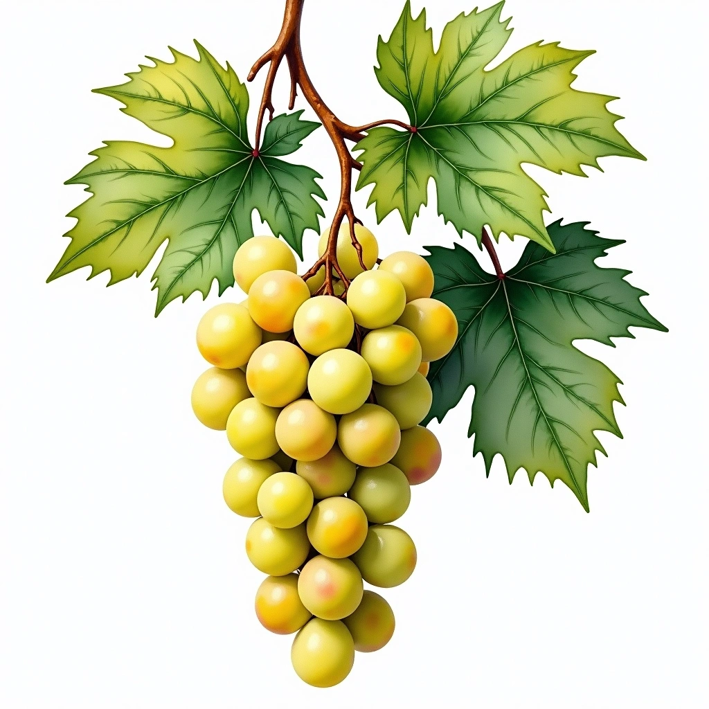 Viorica grape variety — White watercolor illustration