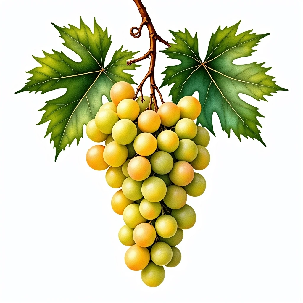 Viosinho grape variety — White watercolor illustration