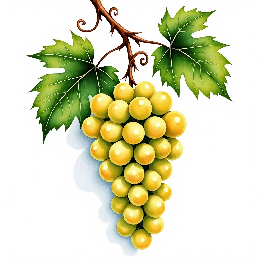Vitovska grape variety — White watercolor illustration