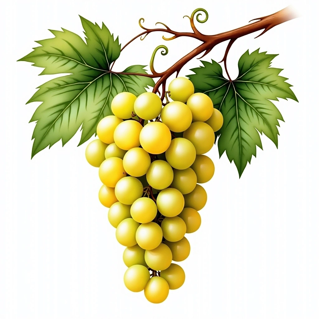 Viura grape variety — White watercolor illustration