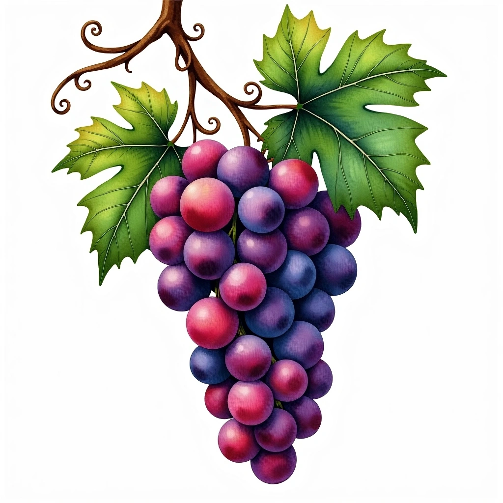 Vranac grape variety — Red watercolor illustration