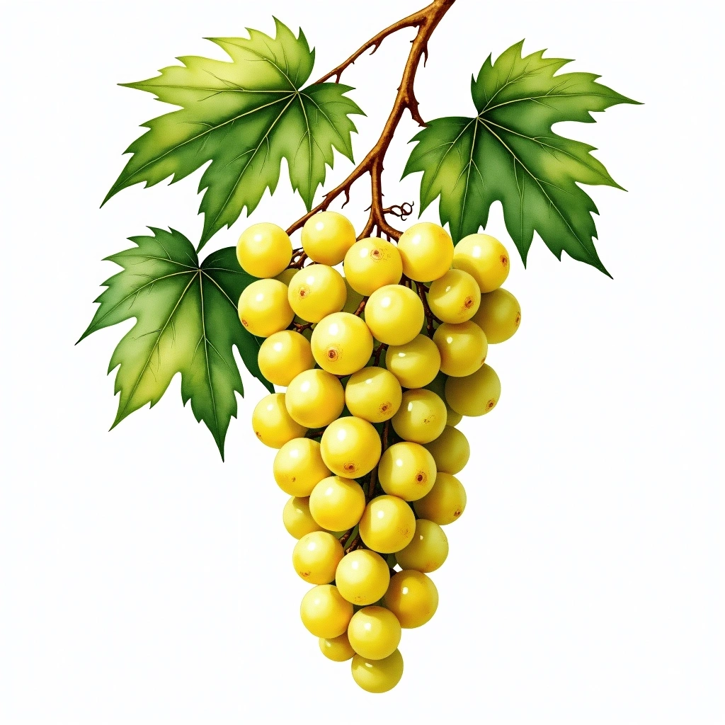 Weissburgunder grape variety — White watercolor illustration