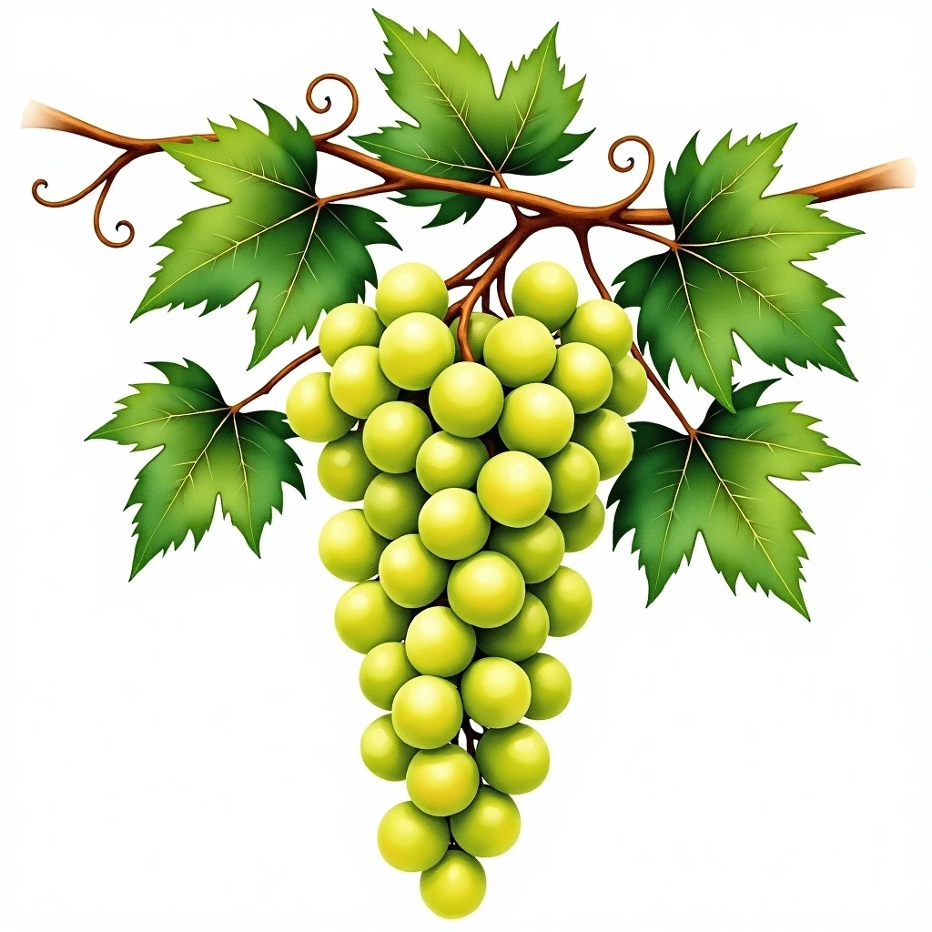 Welschriesling grape variety — White watercolor illustration