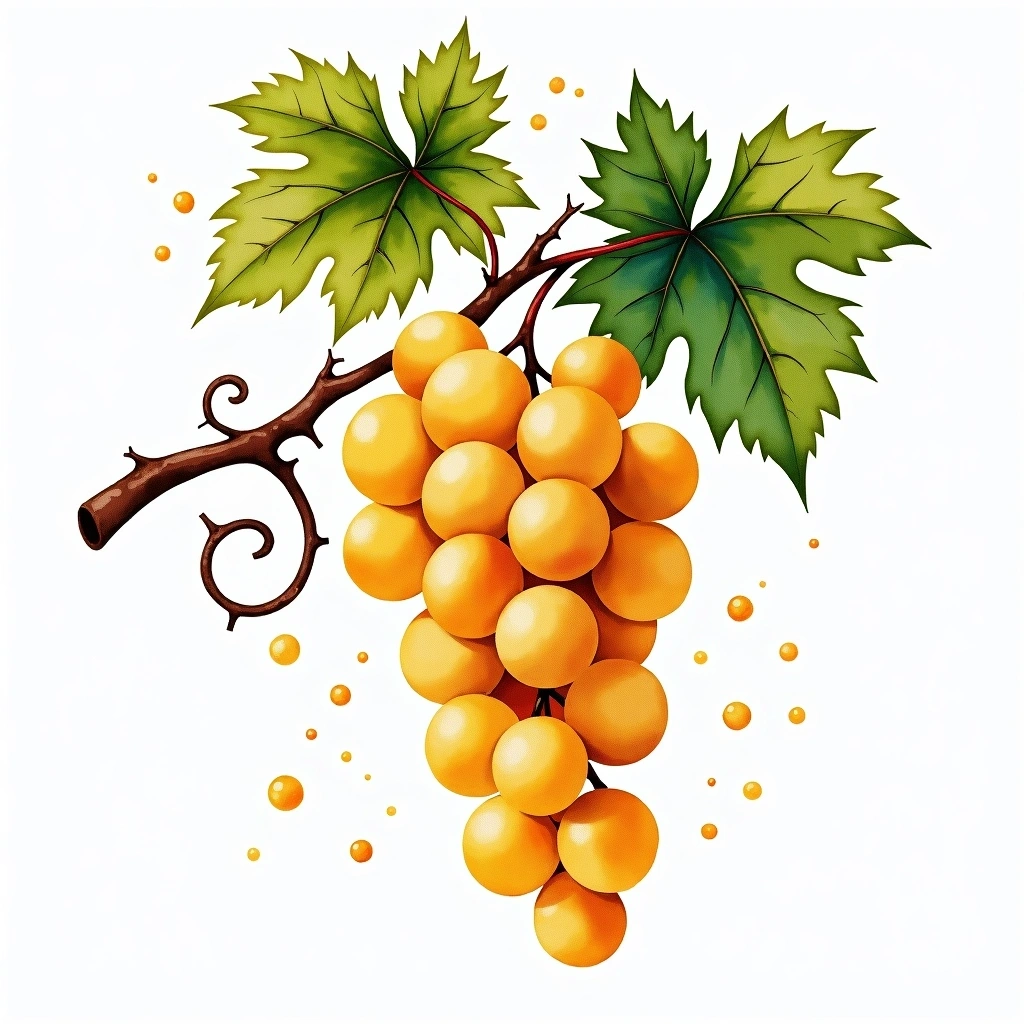 Xarel-lo grape variety — White watercolor illustration