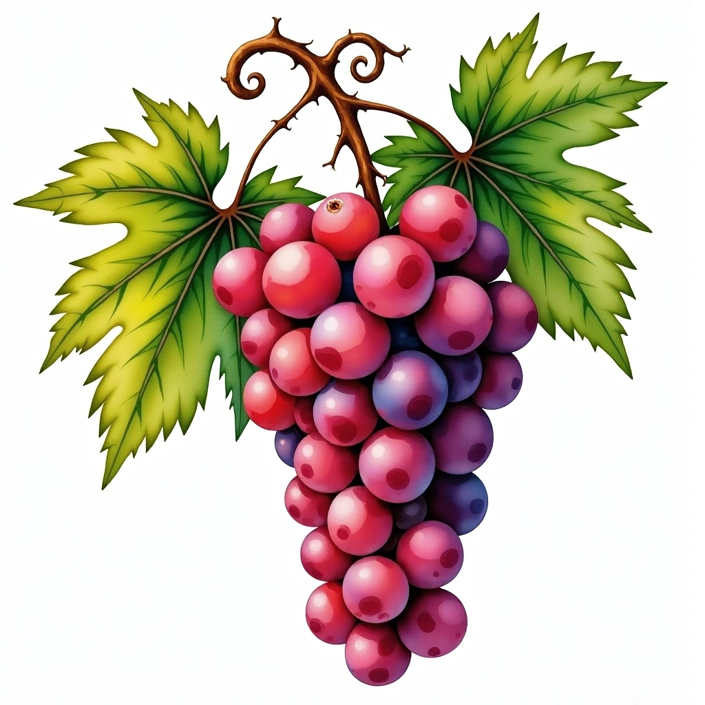 Xinomavro grape variety — Red watercolor illustration