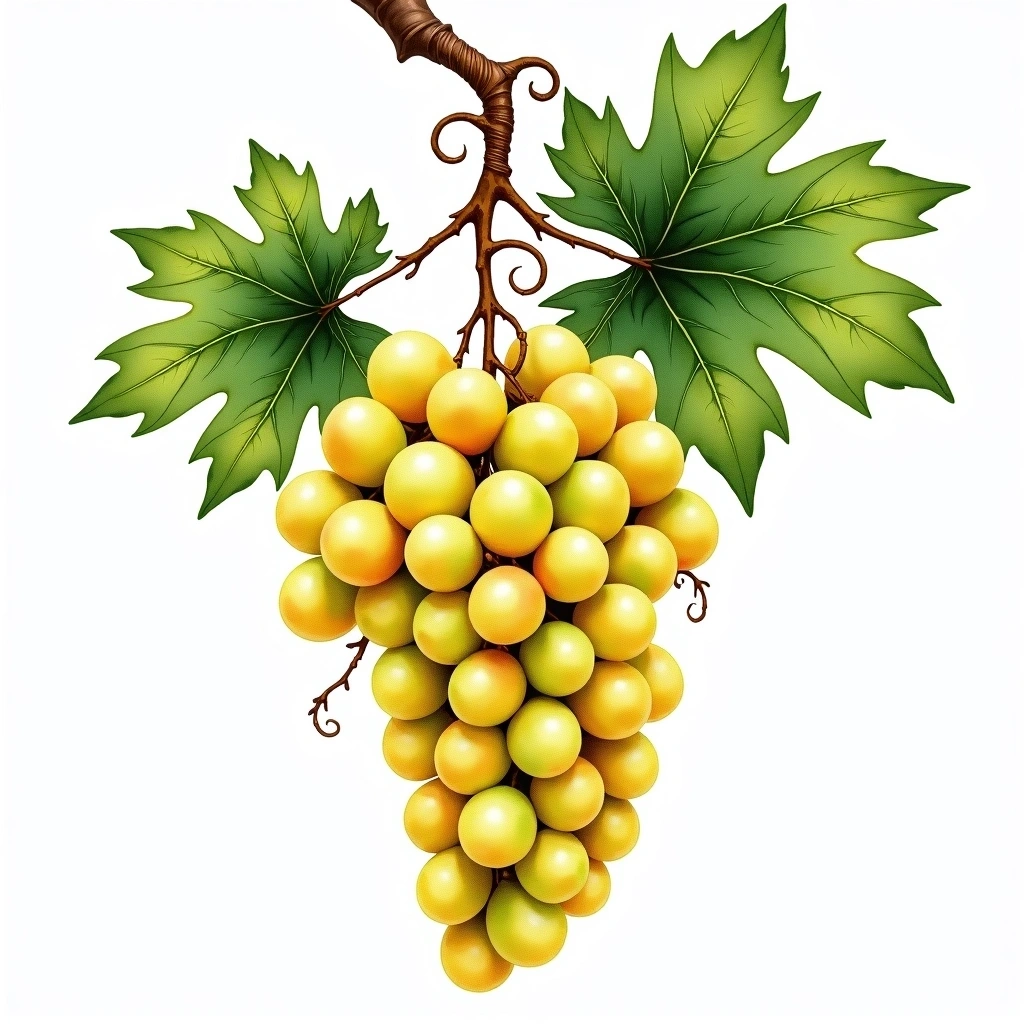 Zalema grape variety — White watercolor illustration