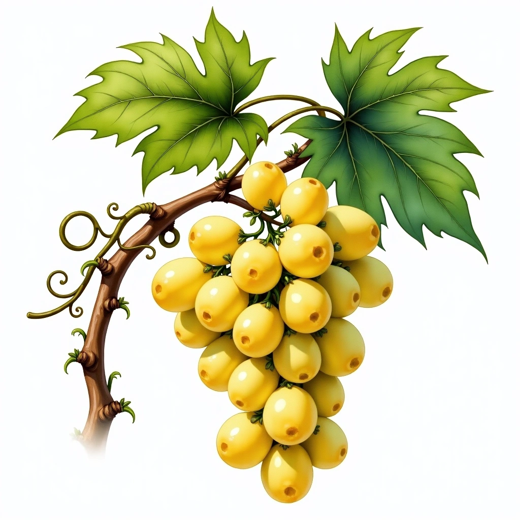 Zelen grape variety — White watercolor illustration