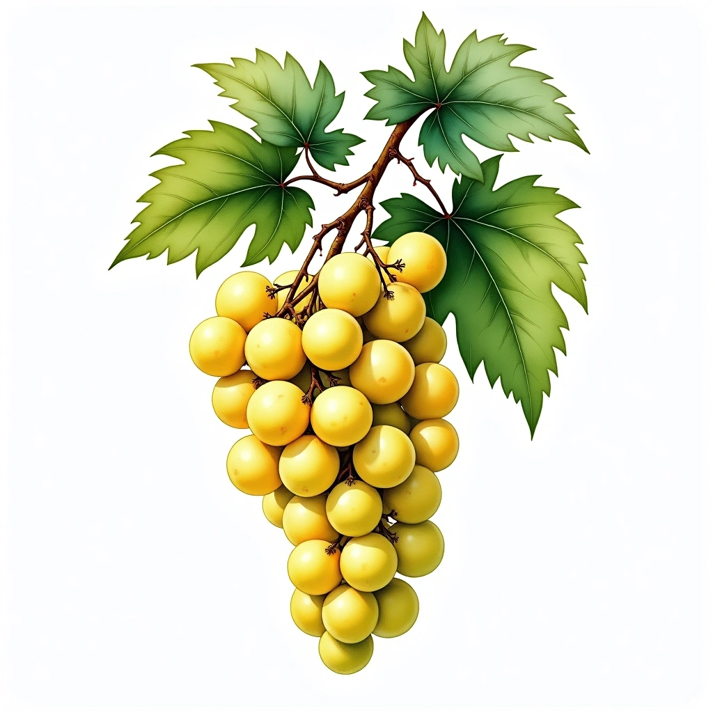 Zengö grape variety — White watercolor illustration