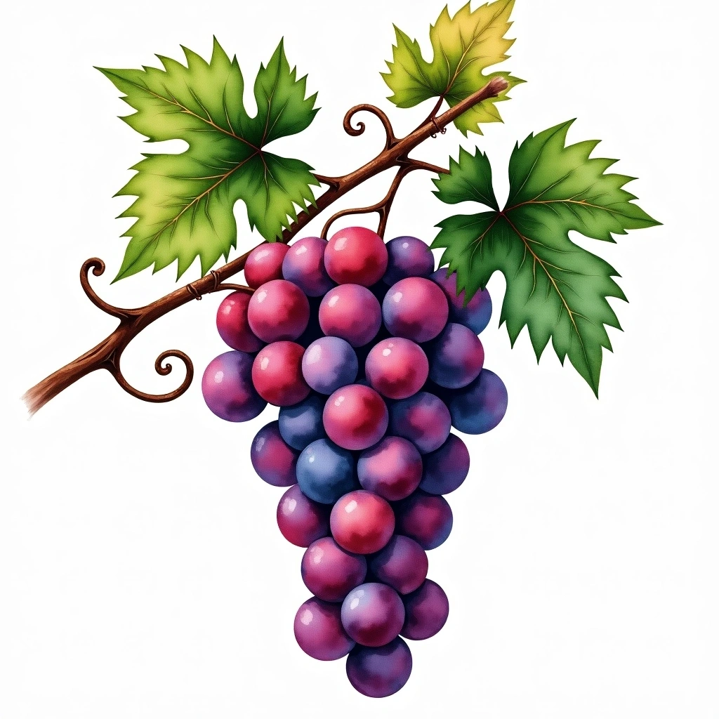 Zéta grape variety — Red watercolor illustration