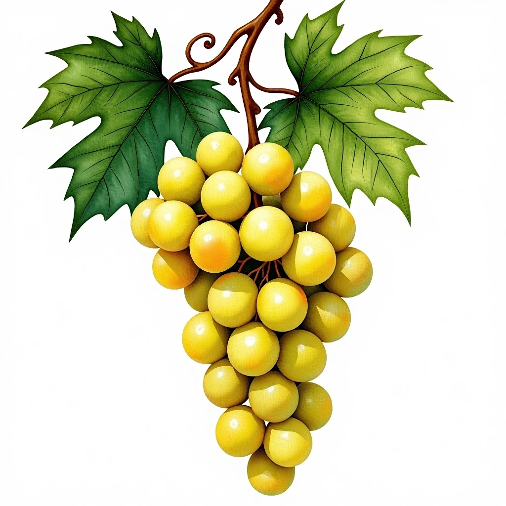 Zibibbo grape variety — White watercolor illustration