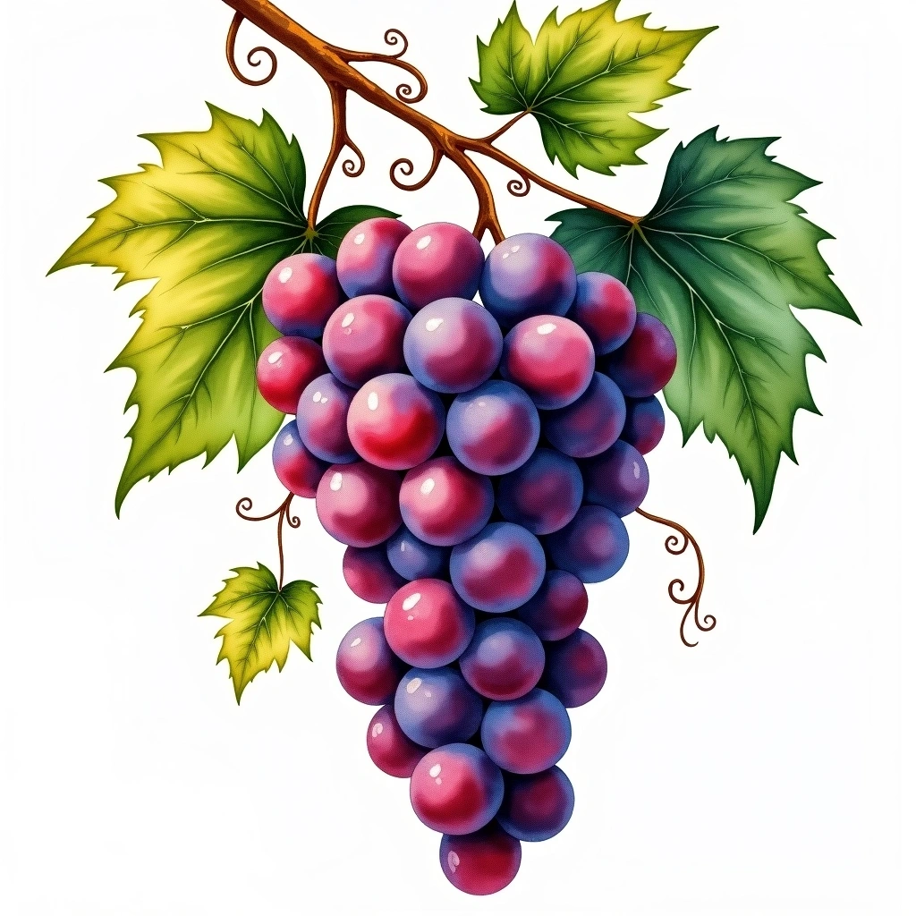 Zinfandel grape variety — Red watercolor illustration