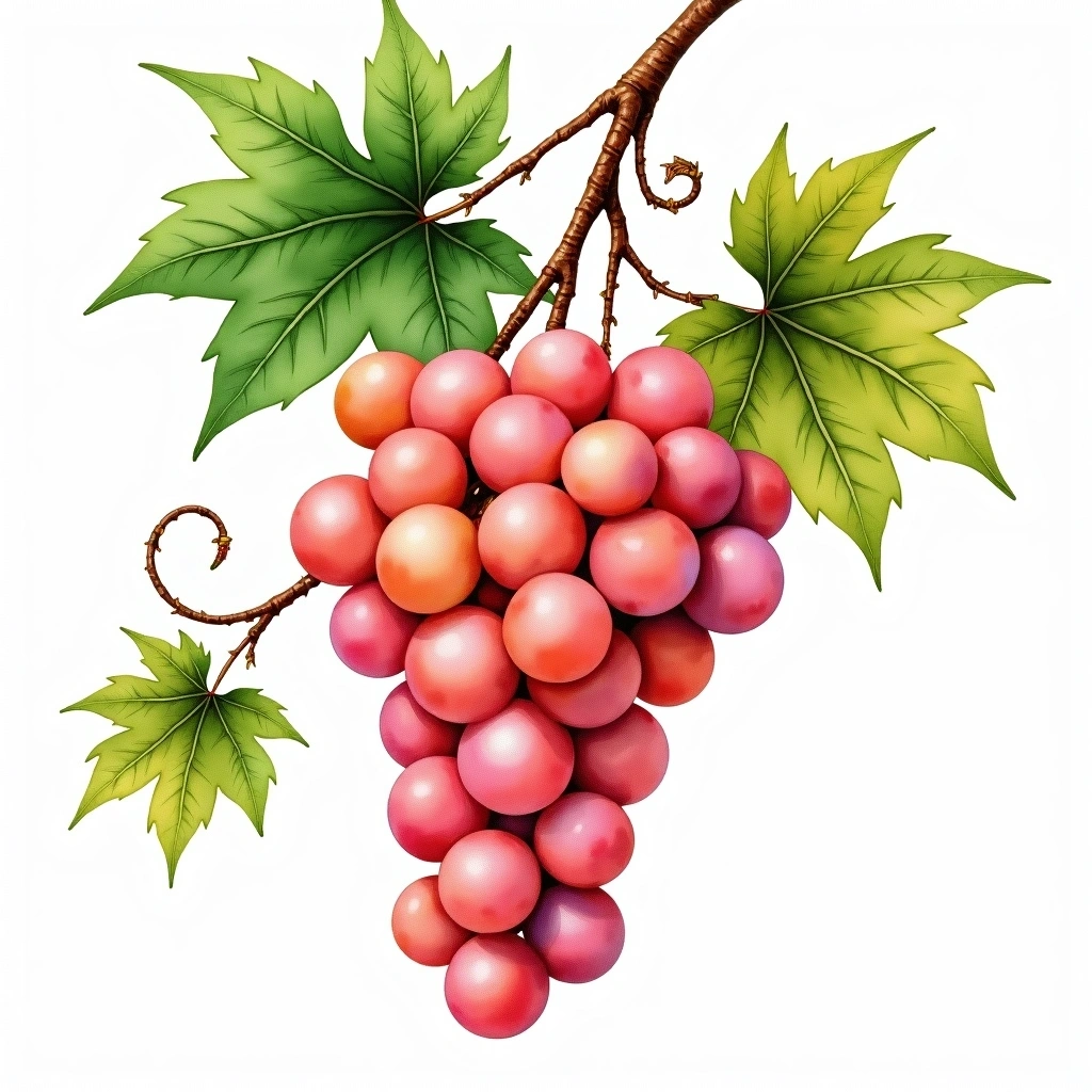 Zinfandel White grape variety — Rosé watercolor illustration