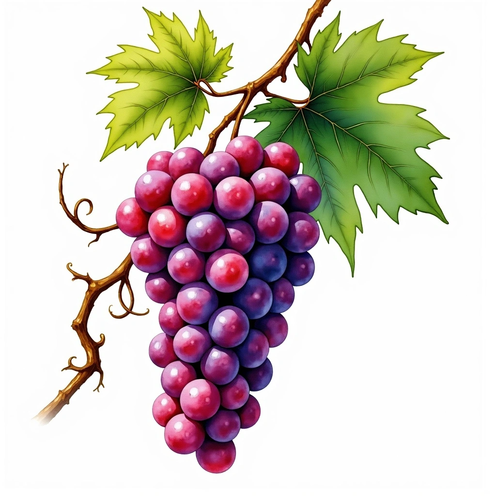Zweigelt grape variety — Red watercolor illustration