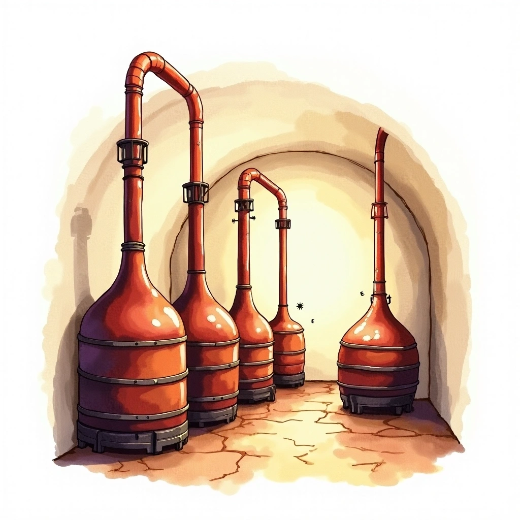 Alcoholic Fermentation winemaking method — watercolor illustration