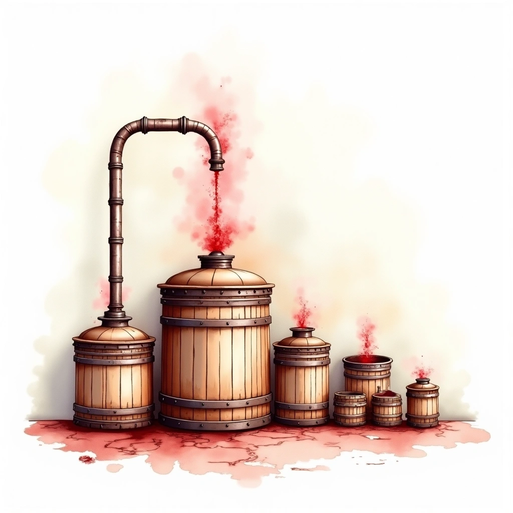 Centrifugation winemaking method — watercolor illustration