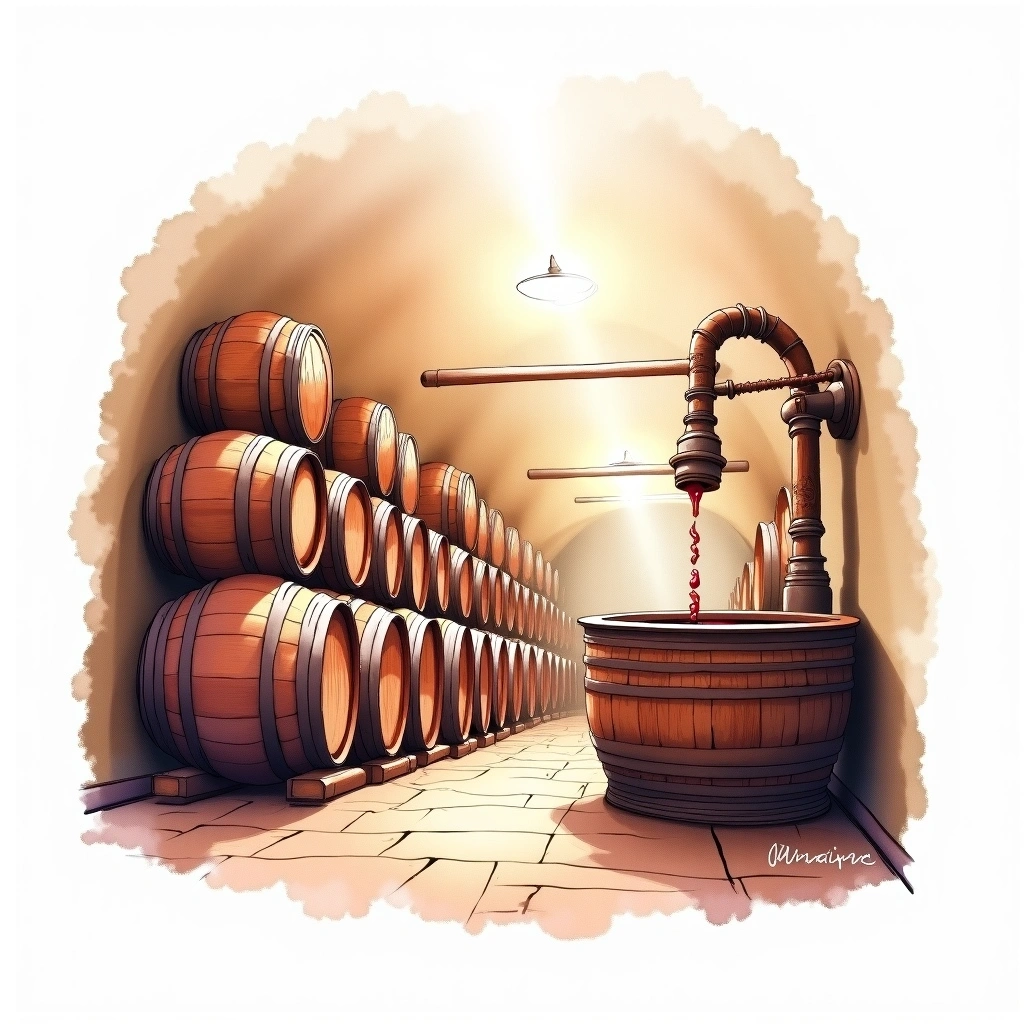 Cold Stabilization winemaking method — watercolor illustration