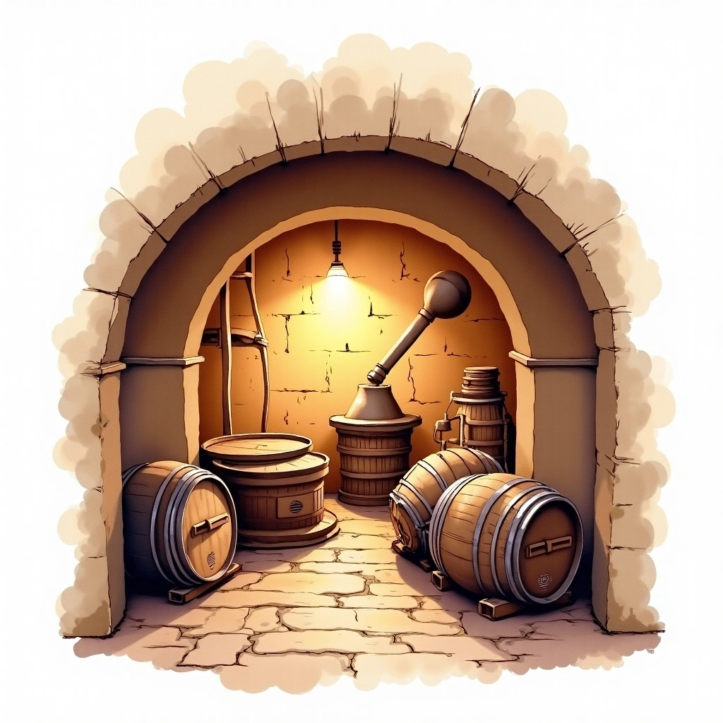 Estufagem (Madeira Heating) winemaking method — watercolor illustration