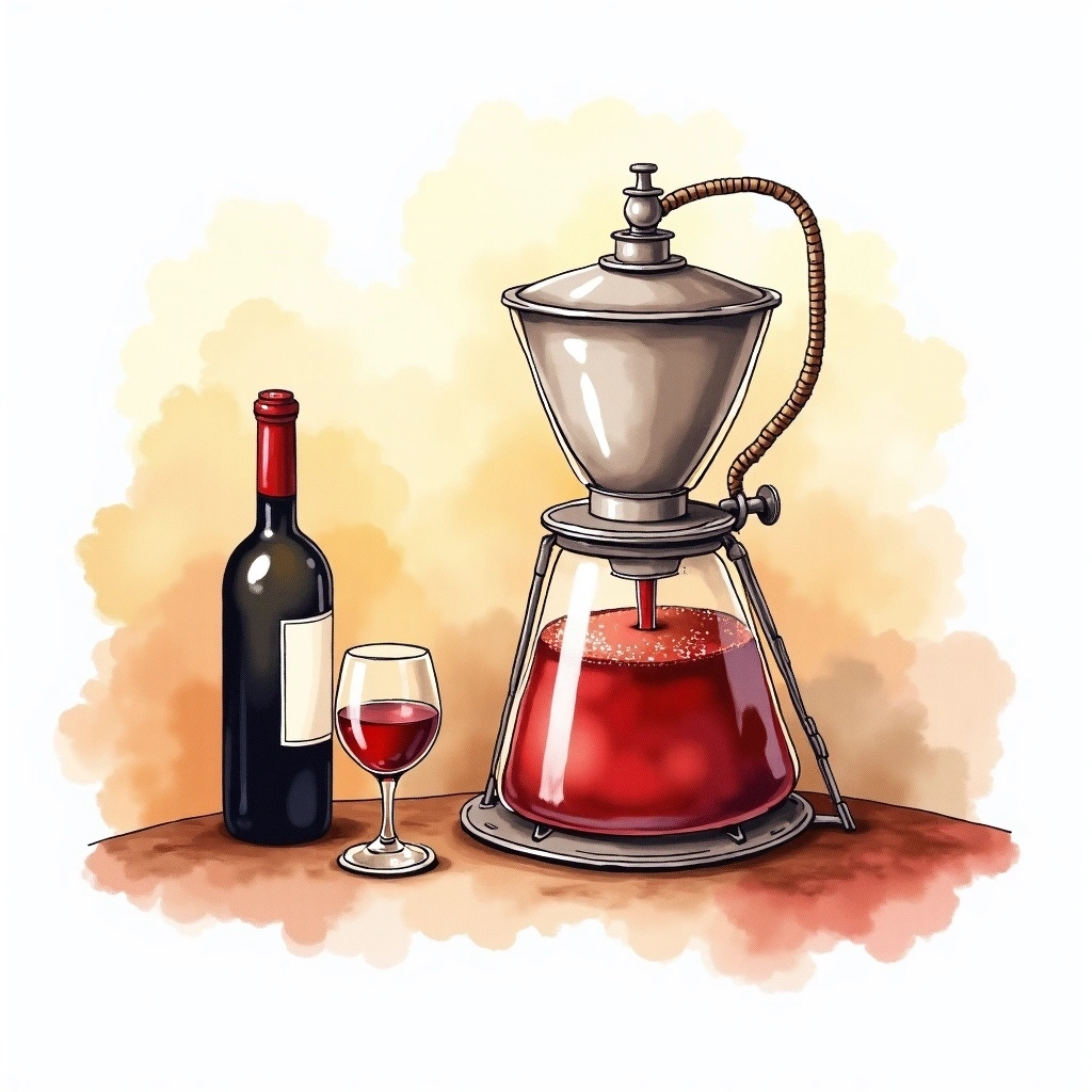 Filtration winemaking method — watercolor illustration