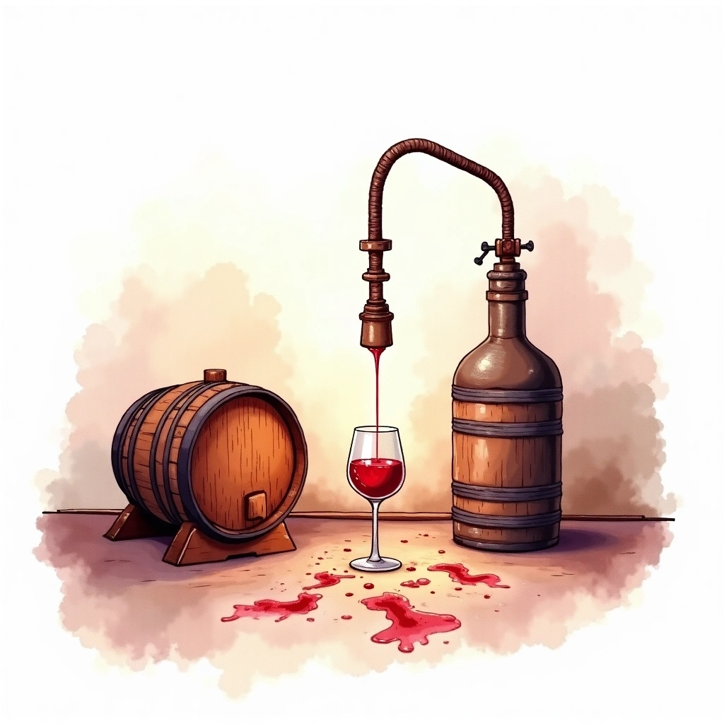 Fining winemaking method — watercolor illustration