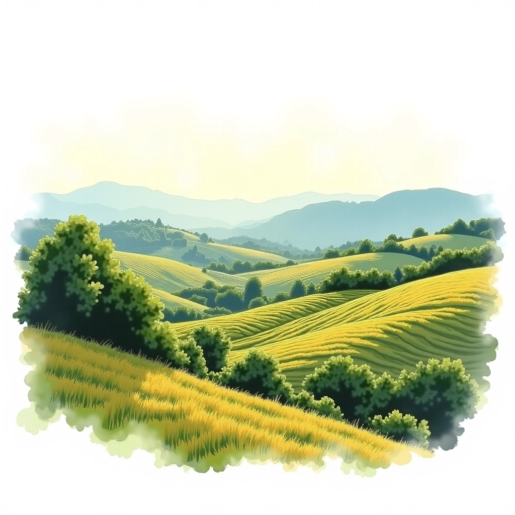 Abruzzo wine region — watercolor illustration