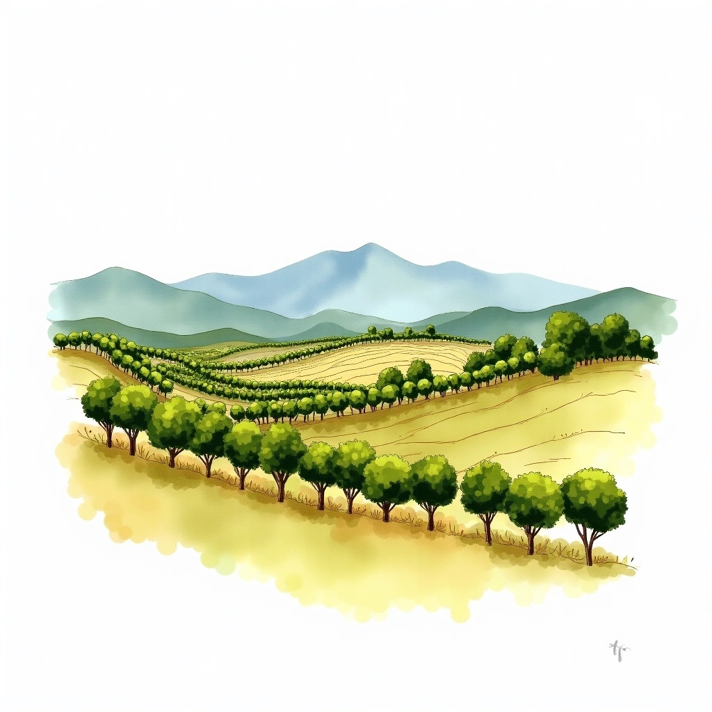 Achaia wine region — watercolor illustration