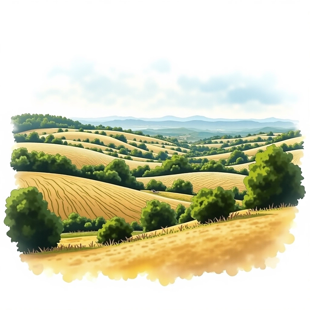 Adelaide Hills wine region — watercolor illustration