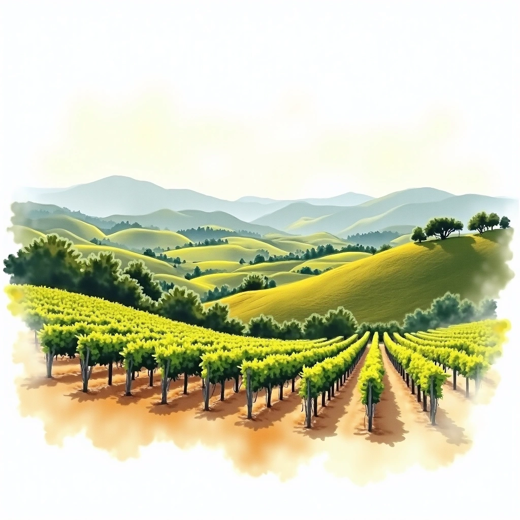 Aguascalientes wine region — watercolor illustration