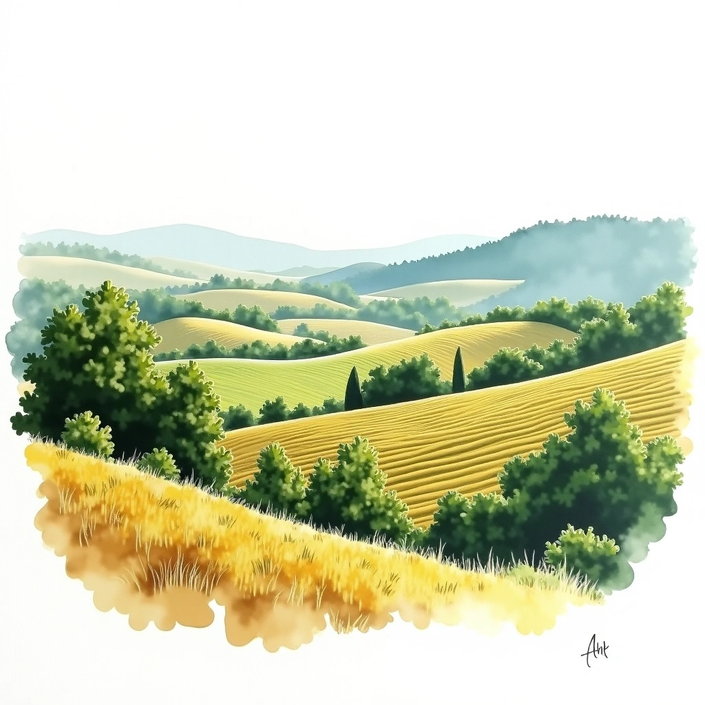 Ahr wine region — watercolor illustration