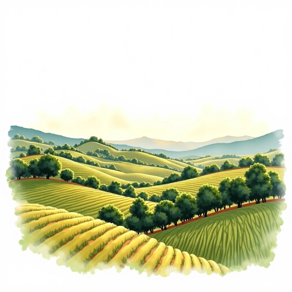 Alentejano wine region — watercolor illustration