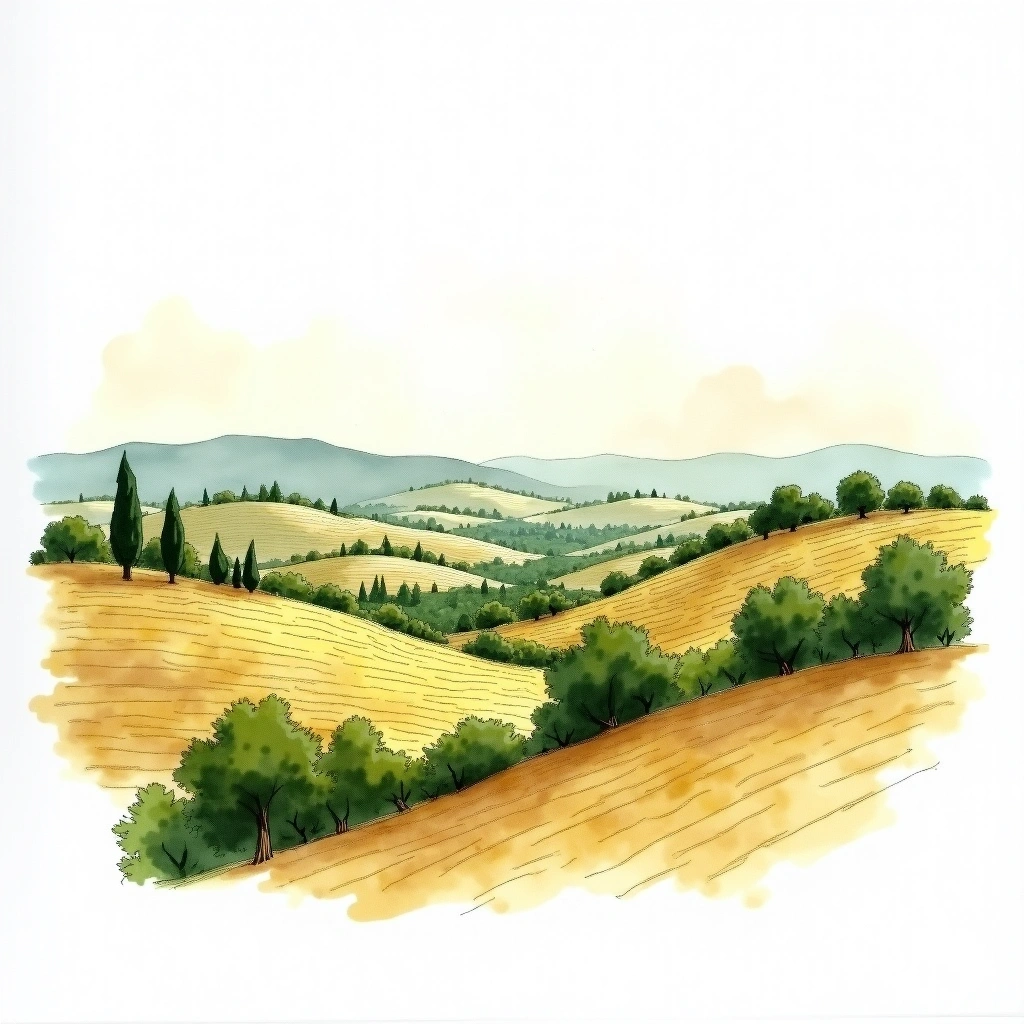 Alicante wine region — watercolor illustration
