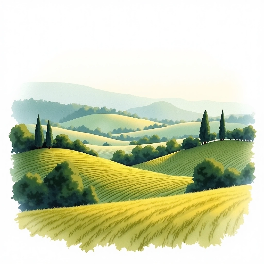 Alpilles wine region — watercolor illustration
